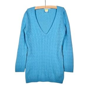 J. CREW Cashmere Cable-knit V-Neck Sweater in light blue